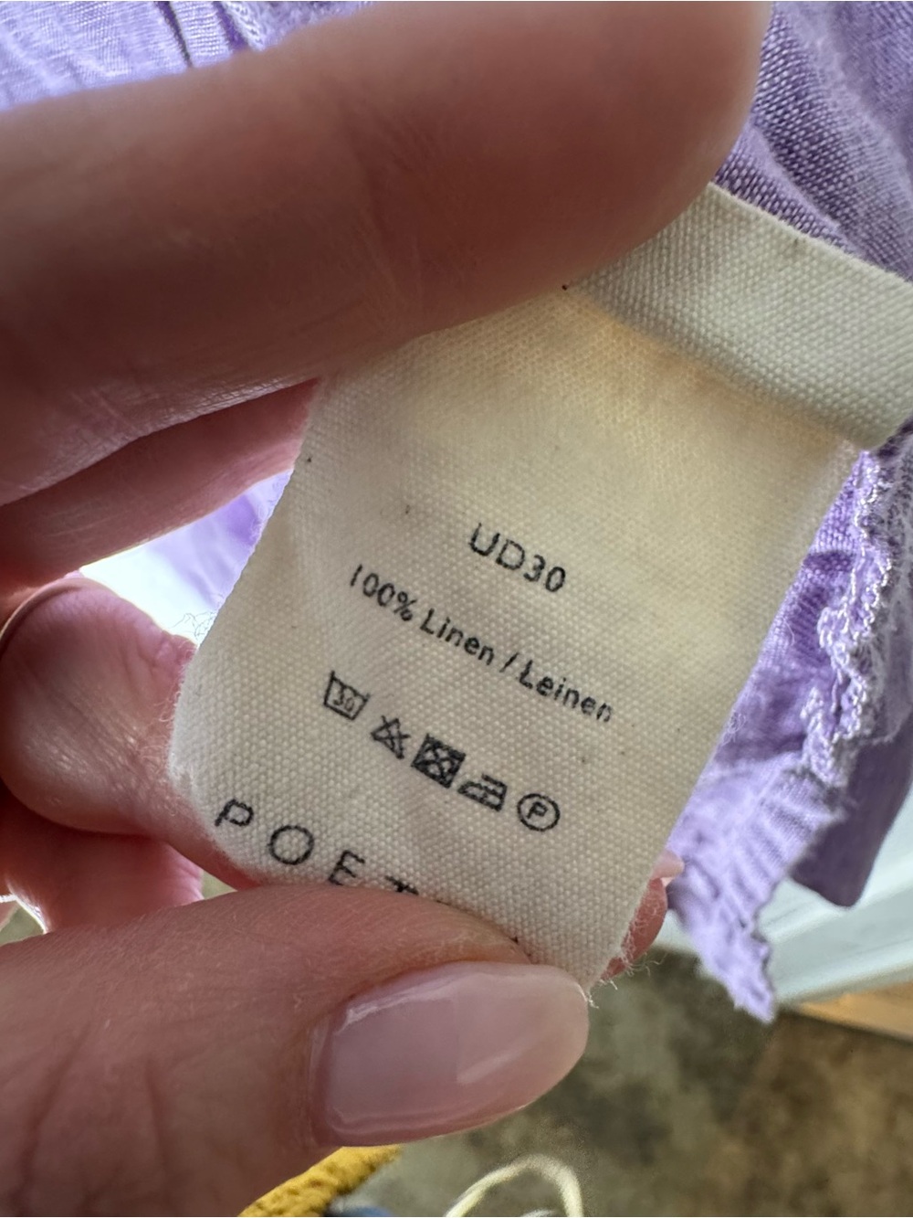 Poetry Linen Women’s Purple Lilac long line Button Up Long Sleeve Shirt Size 10 - Picture 4 of 11
